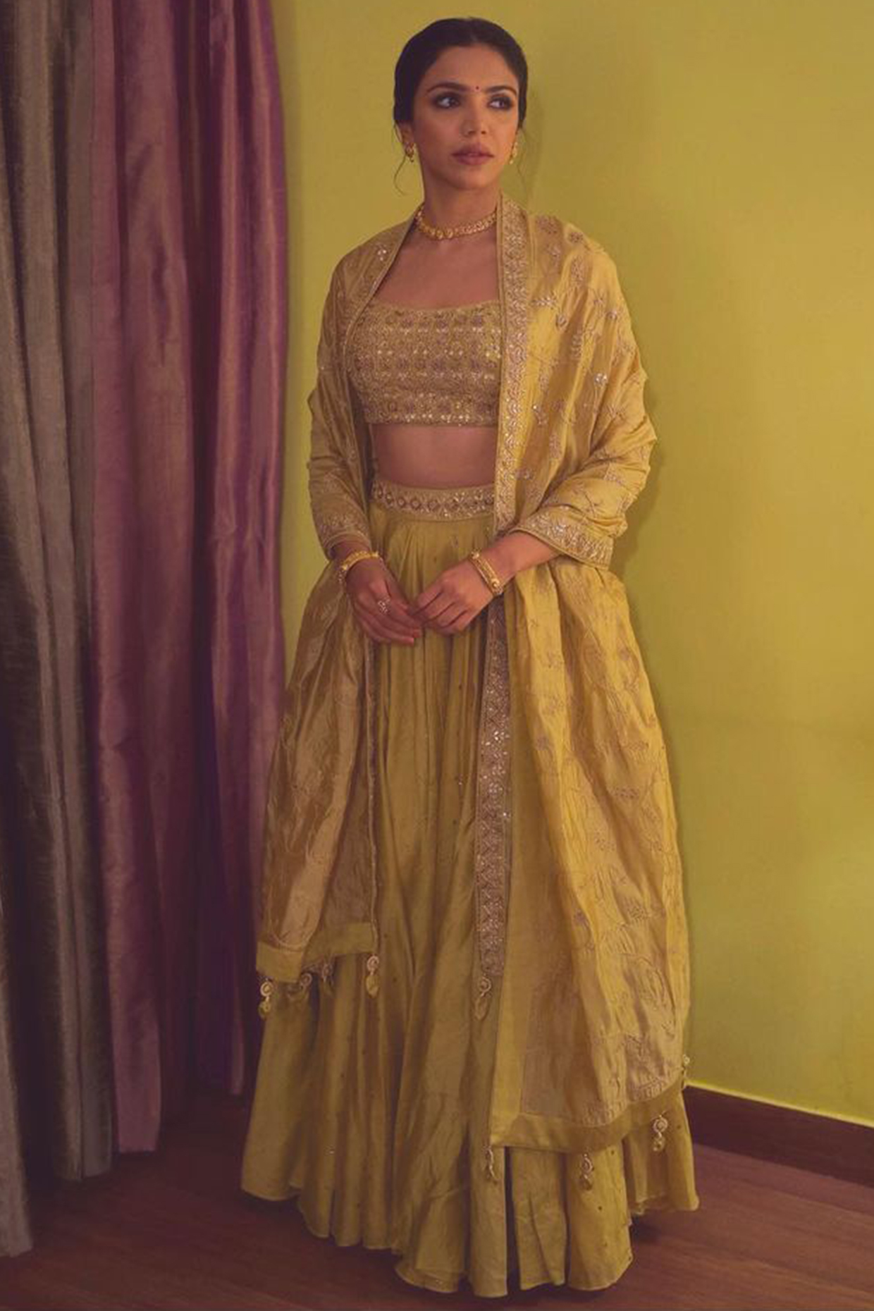 Dry Heena Green Embroidered  dulhan bday 22 may Lehenga Set by Punit Balana at Pernia's Pop Up Shop