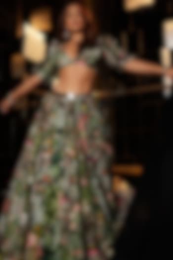 Multi-Coloured Digital Printed Wedding Lehenga Set by Rocky Star at Pernia's Pop Up Shop