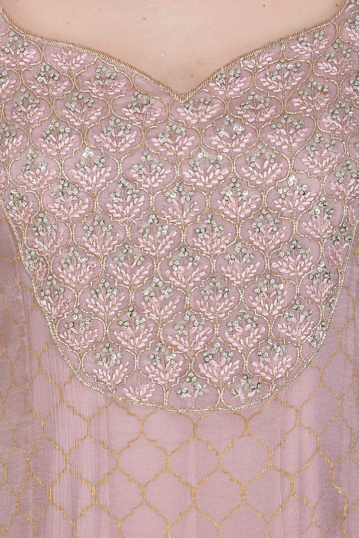 Onion Mauve Embroidered Printed Party Wear Anarkali With Dupatta by Show Shaa at Pernia's Pop Up Shop