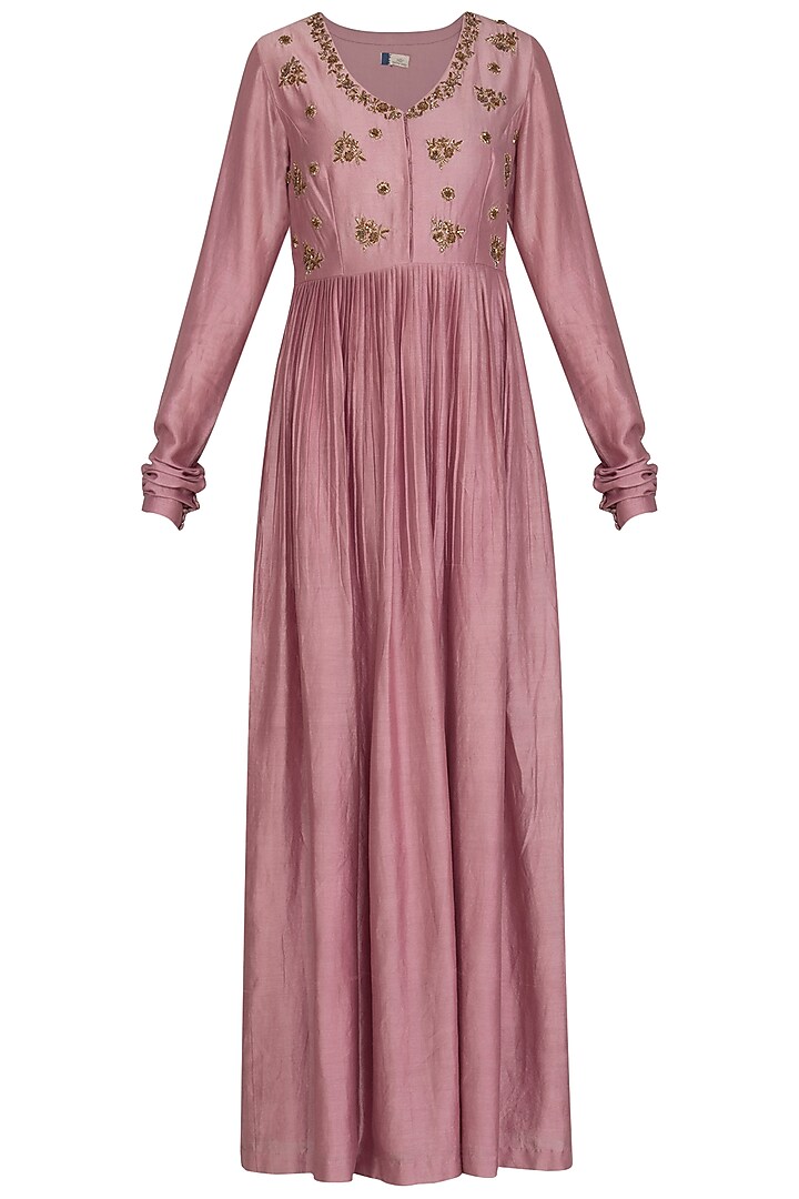 Plum Mauve Embroidered Anarkali With Dupatta by Show Shaa