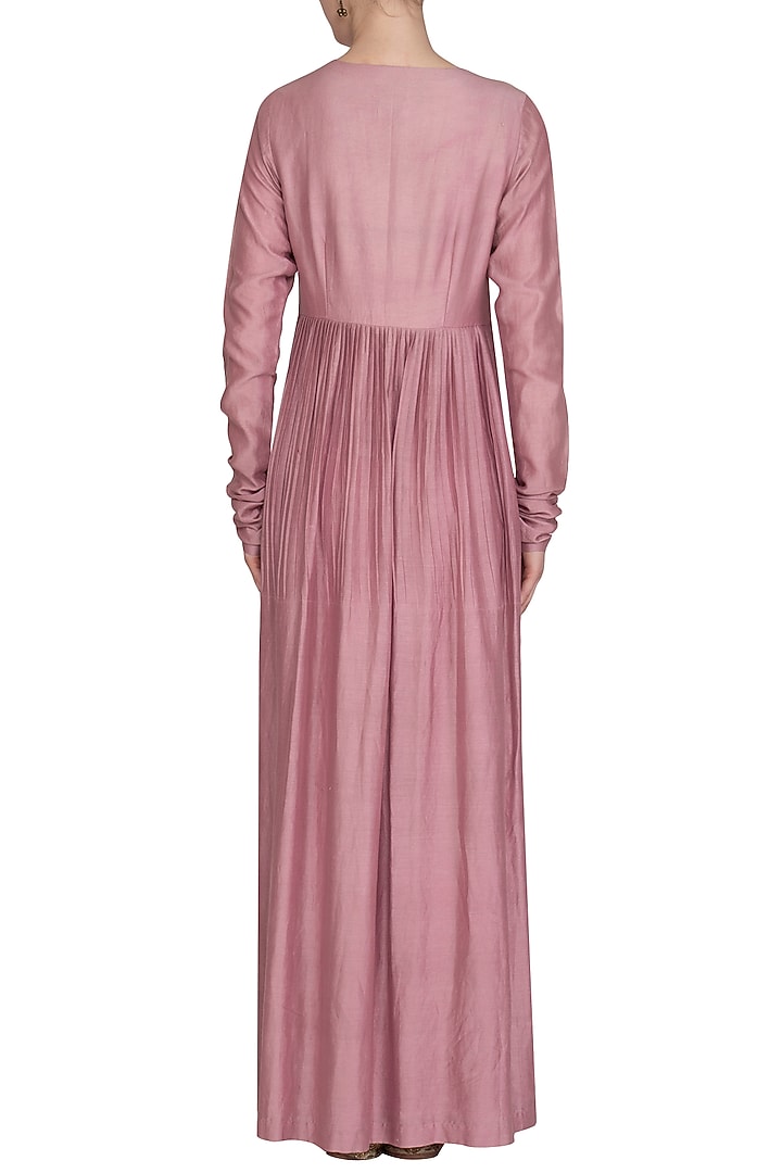 Plum Mauve Embroidered Party Wear Anarkali With Dupatta by Show Shaa at Pernia's Pop Up Shop