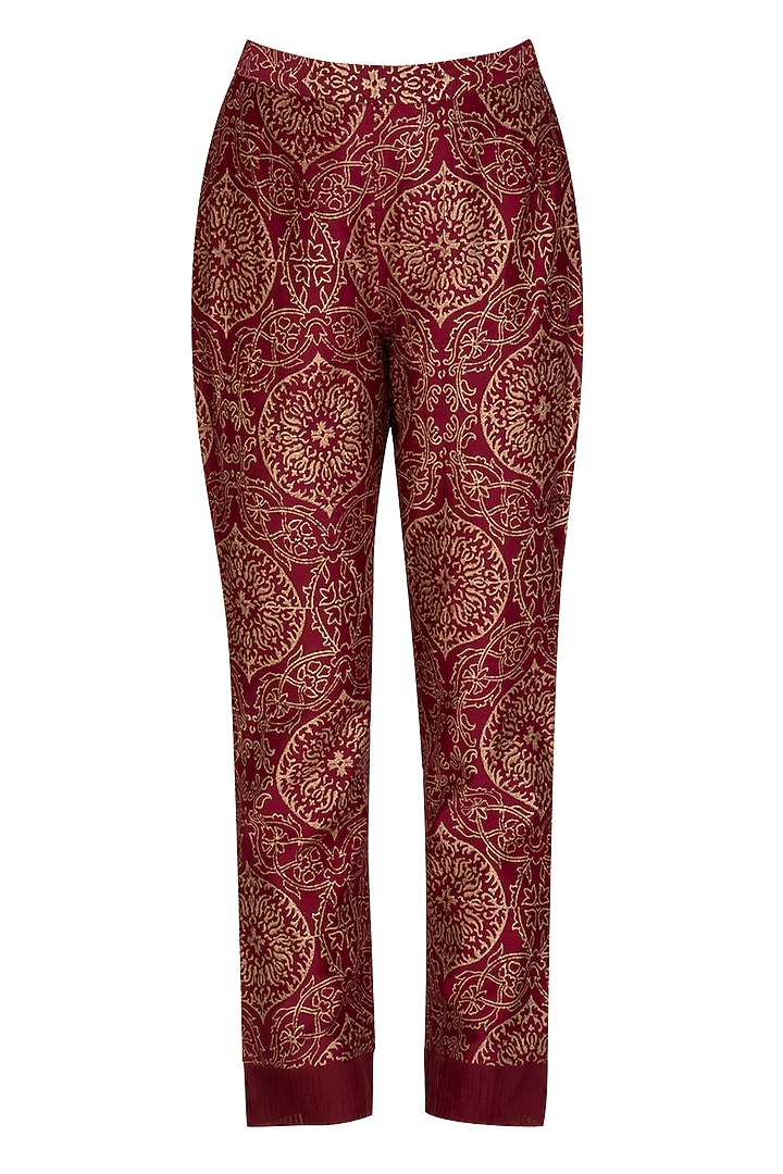 Wine Embroidered Printed Tunic Set by Show Shaa at Pernia's Pop Up Shop