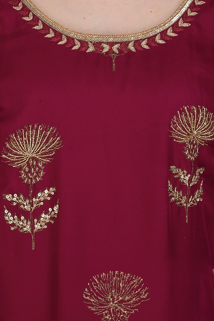 Wine Embroidered Printed Tunic Set by Show Shaa at Pernia's Pop Up Shop