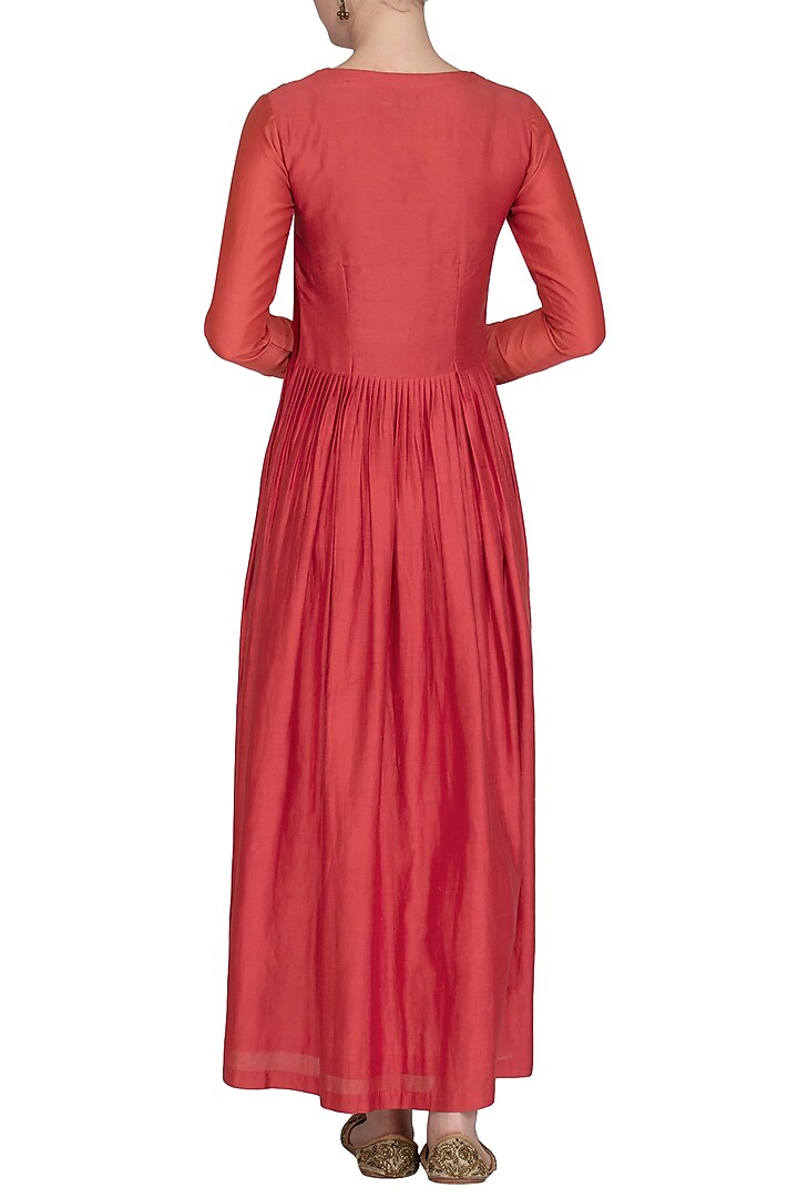 Deep Red Embroidered Party Wear Anarkali With Dupatta by Show Shaa at Pernia's Pop Up Shop