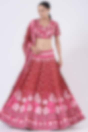 Maroon Printed Wedding Lehenga Set by Show Shaa at Pernia's Pop Up Shop