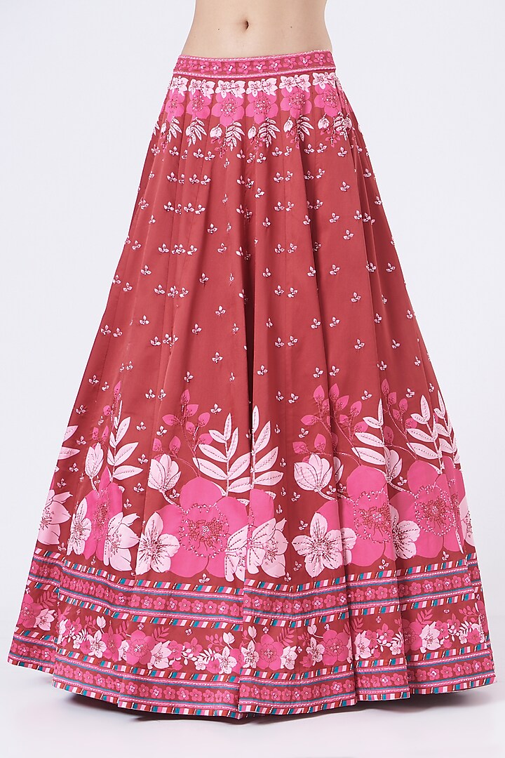 Maroon Printed Wedding Lehenga Set by Show Shaa at Pernia's Pop Up Shop