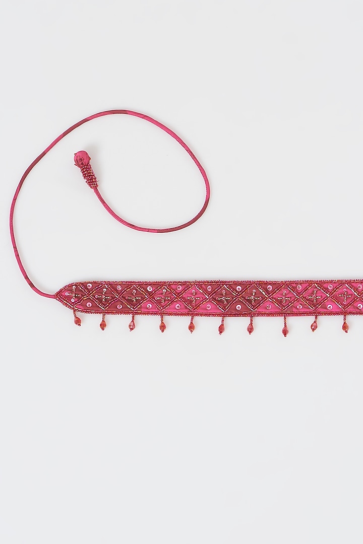 Fuchsia Silk Embroidered Belt by Show Shaa at Pernia's Pop Up Shop