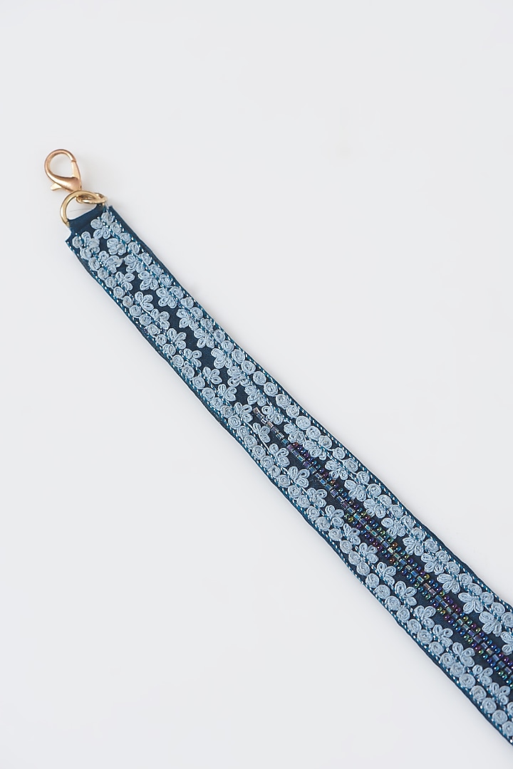 Cobalt Blue Silk Embroidered Clutch by Show Shaa at Pernia's Pop Up Shop