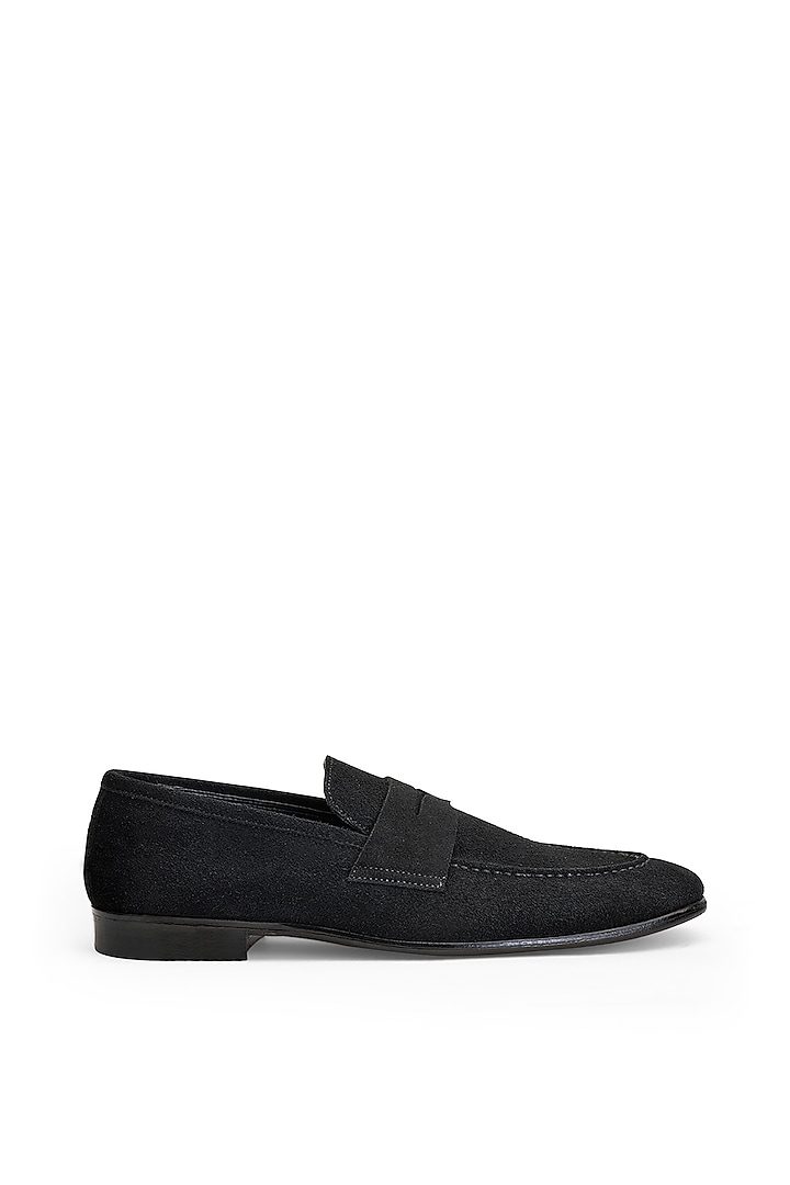 Black Suede Leather Slip On Shoes by SHUTIQ at Pernia's Pop Up Shop