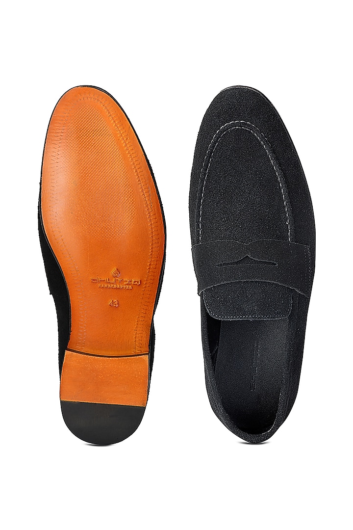 Black Suede Leather Slip On Shoes by SHUTIQ at Pernia's Pop Up Shop