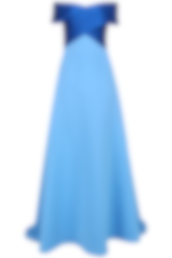 Cerulean blue dual toned evening gown available only at Pernia's Pop Up Shop.