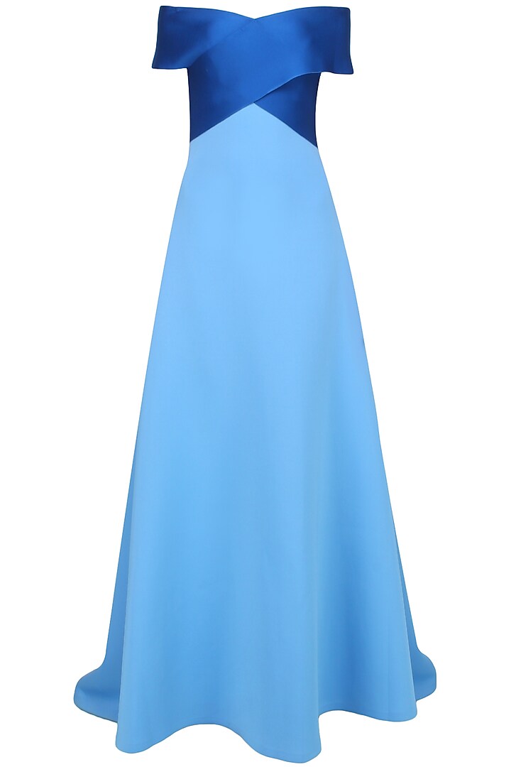 Cerulean Blue Dual Toned Evening Gown by Shivani Awasty