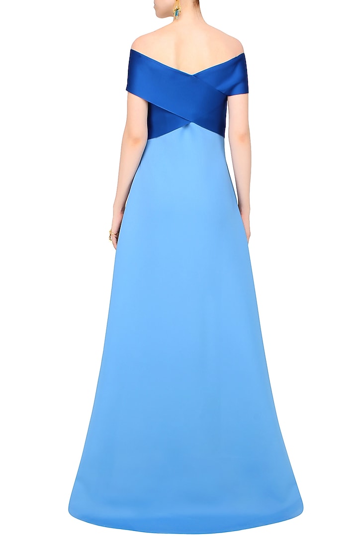 Cerulean blue dual toned evening gown available only at Pernia's Pop Up Shop.
