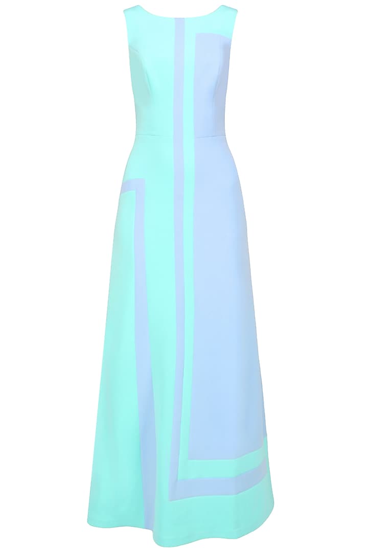 Mint Green And Lavender Cut Out Maxi Dress by Shivani Awasty