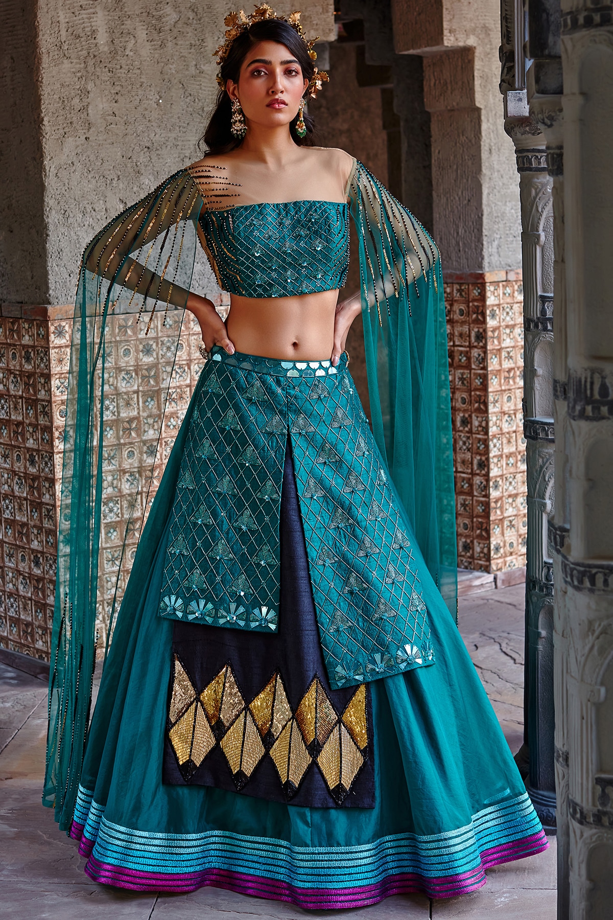 Buy online Embroidered Flared Lehenga from ethnic wear for Women by Indian  Heritage for ₹3450 at 80% off | 2024 Limeroad.com