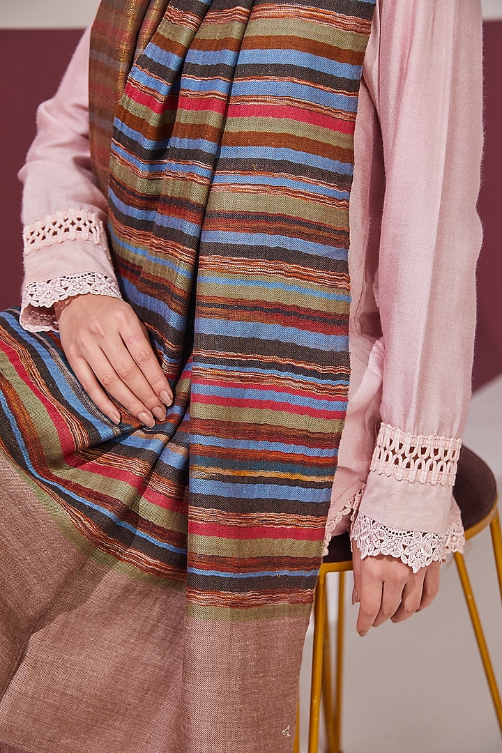 Multi-Colored Handloom Pashmina Ikat Stole by Shaza at Pernia's Pop Up Shop