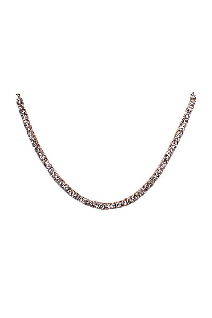 Rose Gold Finish Zircon Necklace by Sian