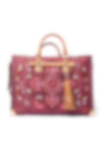 Dark Pink Embroidered Tote Bag by Siddhartha Bansal X Avocado