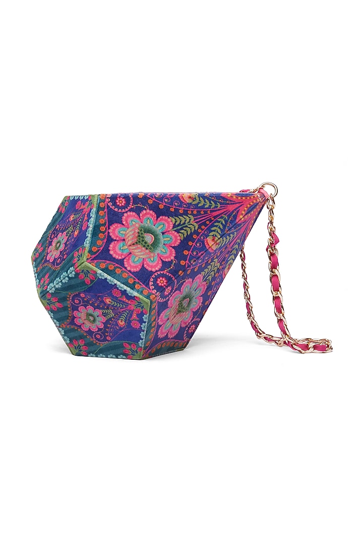 Blueberry Floral Printed Potli Bag by Siddhartha Bansal X Avocado at Pernia's Pop Up Shop