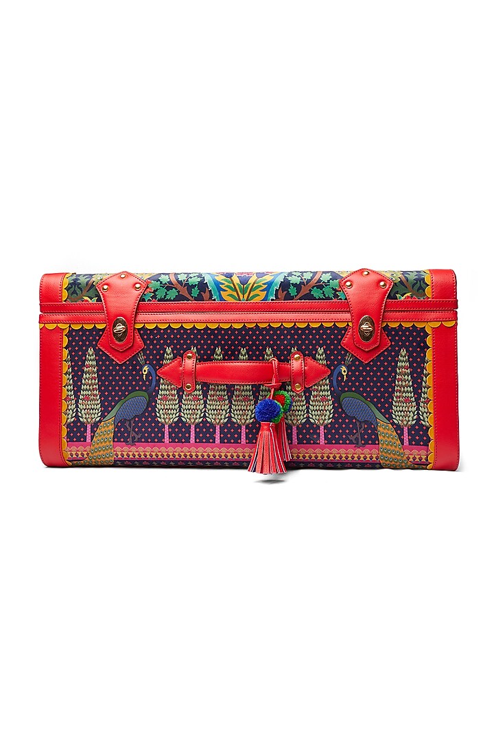 Blueberry Peacock Embroidered Trunk Bag by Siddhartha Bansal X Avocado at Pernia's Pop Up Shop