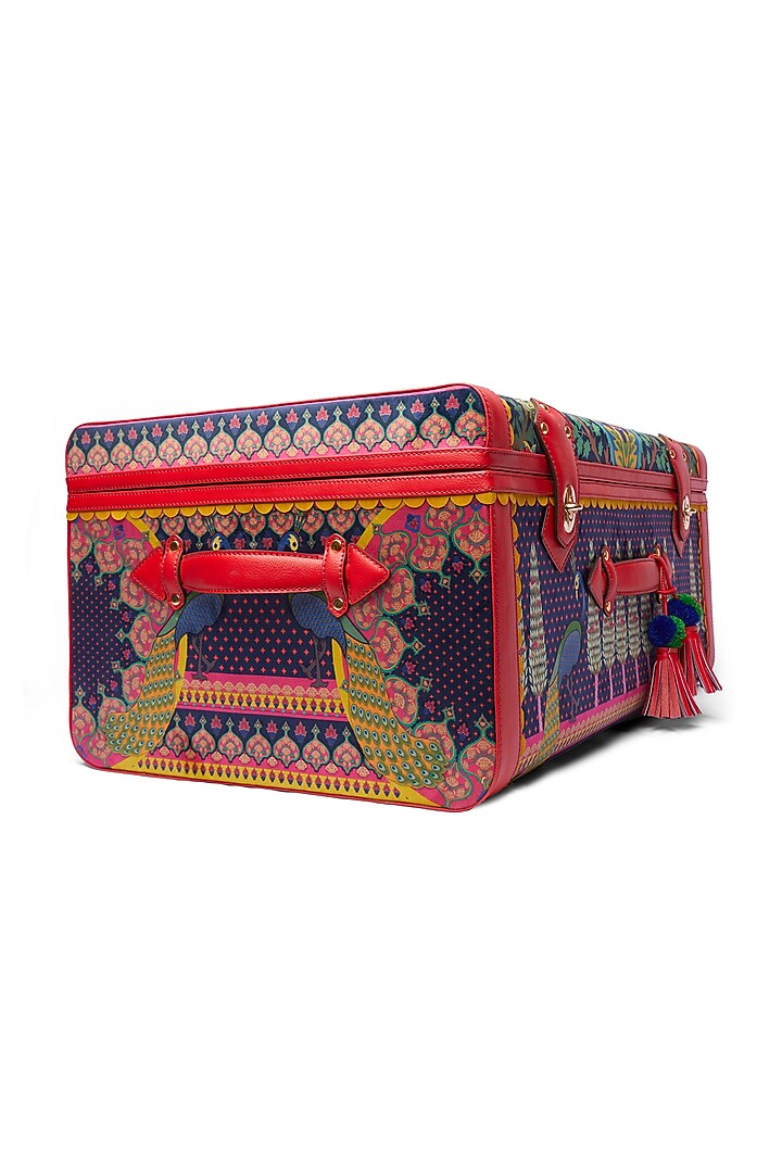 Blueberry Peacock Embroidered Trunk Bag by Siddhartha Bansal X Avocado at Pernia's Pop Up Shop