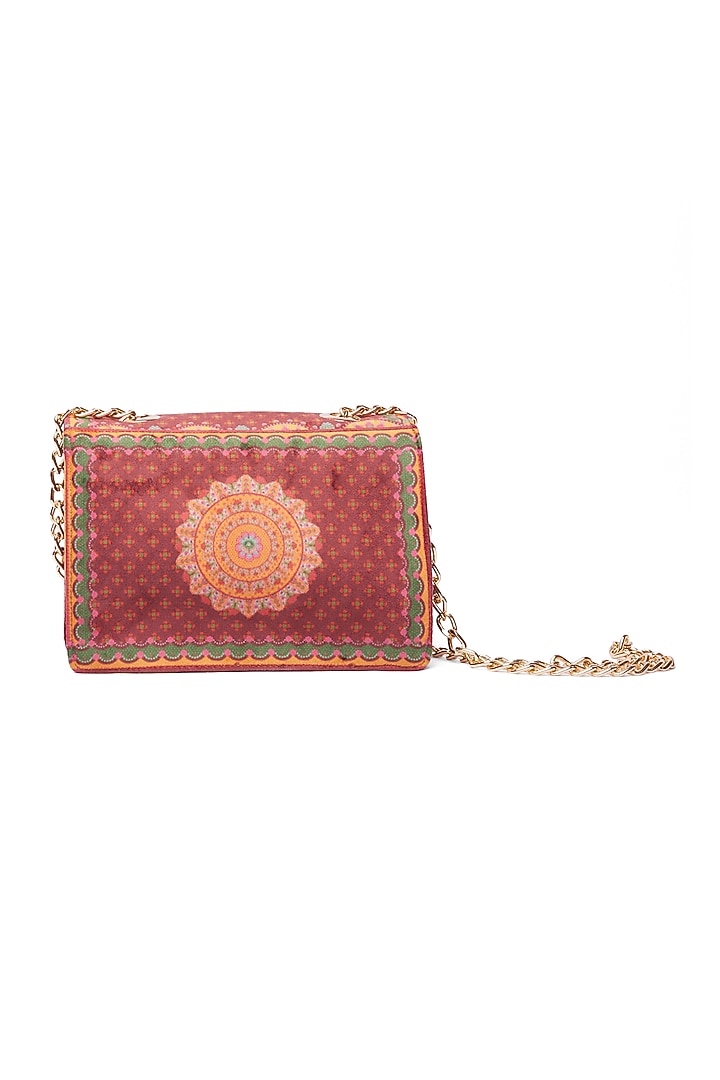 Blood Red & Leaf Green Paisley Embroidered Handbag by Siddhartha Bansal X Avocado at Pernia's Pop Up Shop