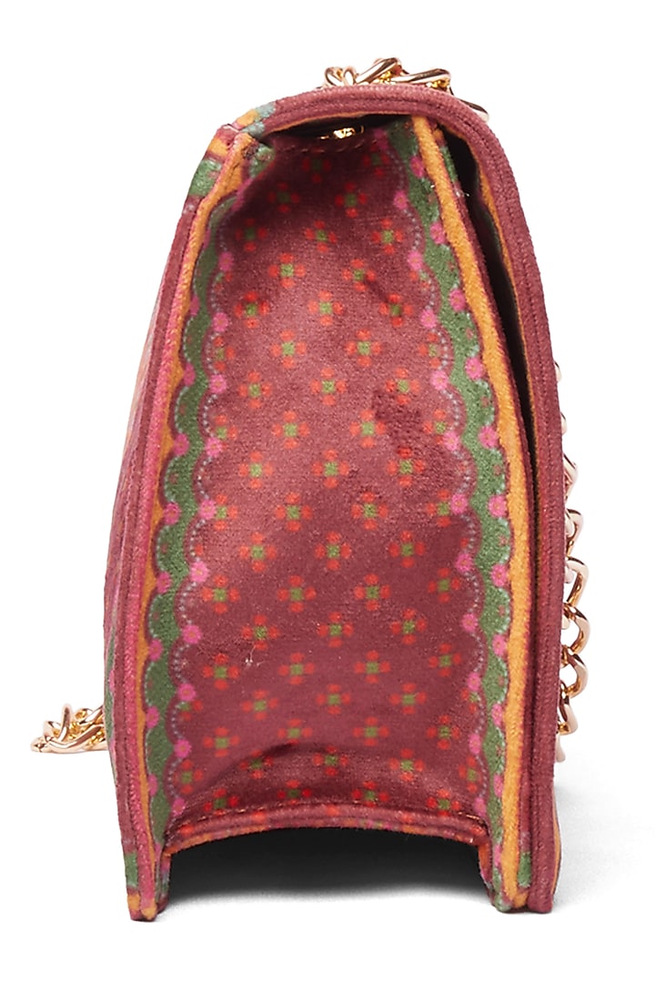 Blood Red & Leaf Green Paisley Embroidered Handbag by Siddhartha Bansal X Avocado at Pernia's Pop Up Shop
