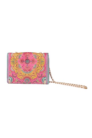 Blush Pink & Yellow Paisley Printed Handbag by Siddhartha Bansal X Avocado