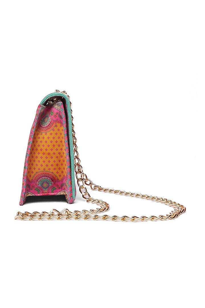 Blush Pink & Yellow Paisley Printed Handbag by Siddhartha Bansal X Avocado at Pernia's Pop Up Shop