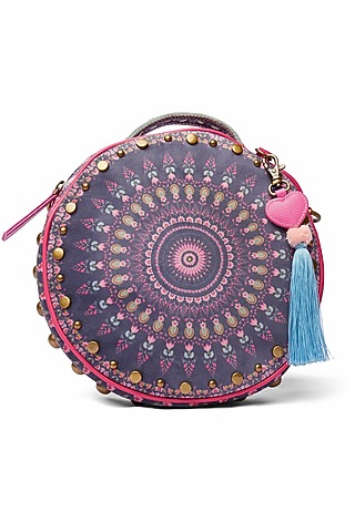 Dark Grey Suede Velvet Circular Handbag by Siddhartha Bansal X Avocado