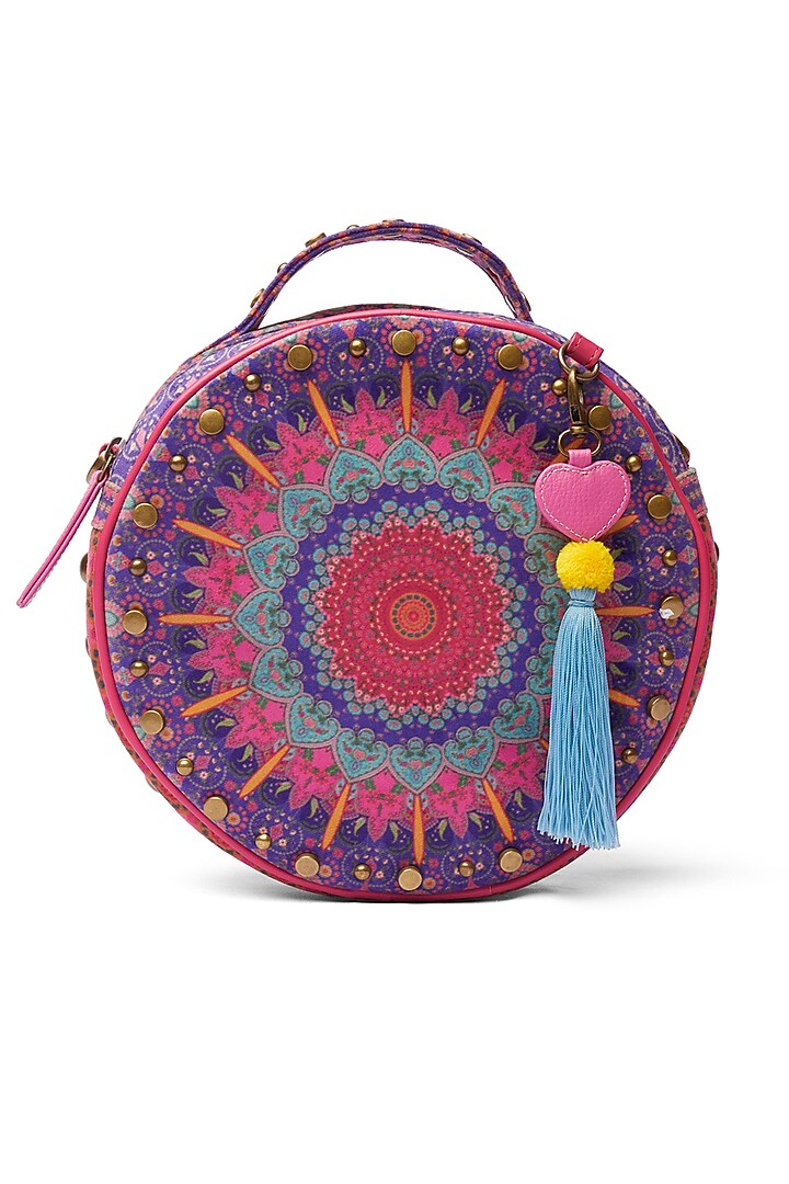 Clear Purple Floral Printed Circular Handbag by Siddhartha Bansal X Avocado