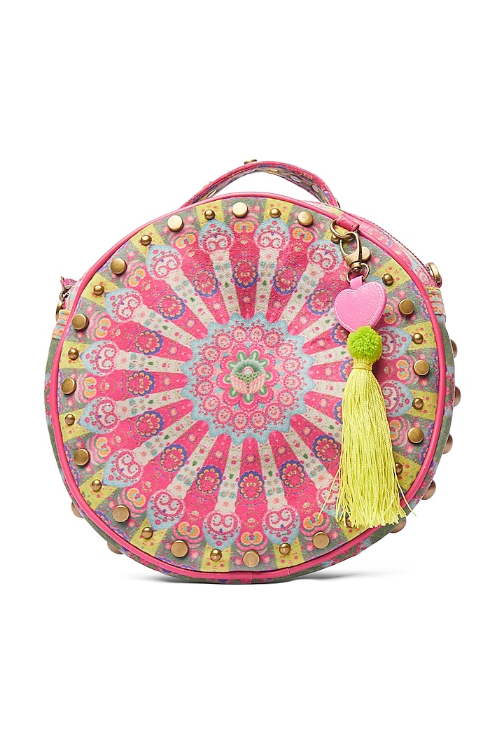 Grey Suede Velvet Circular Handbag by Siddhartha Bansal X Avocado
