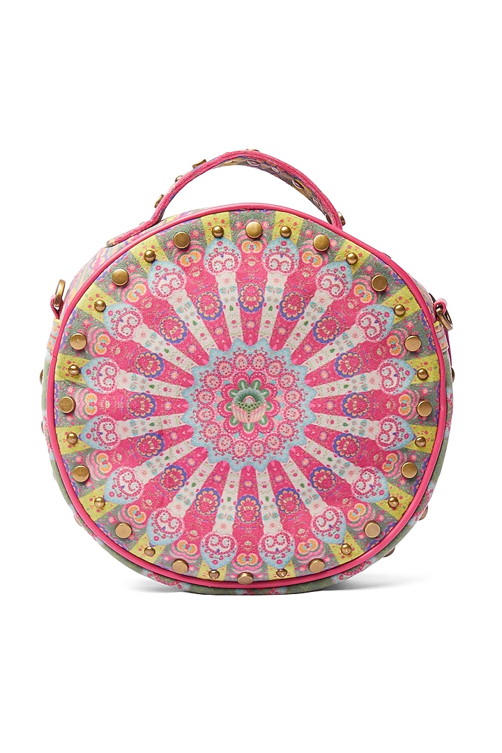 Grey Suede Velvet Circular Handbag by Siddhartha Bansal X Avocado at Pernia's Pop Up Shop