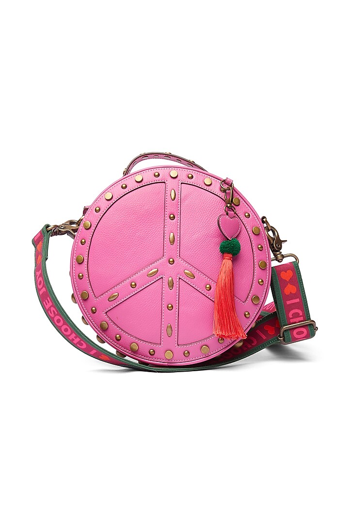 Baby Pink Faux Leather Circular Handbag by Siddhartha Bansal X Avocado