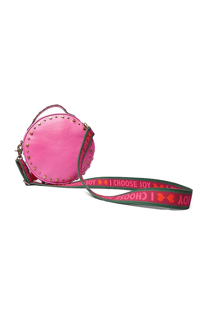 Baby Pink Faux Leather Circular Handbag by Siddhartha Bansal X Avocado at Pernia's Pop Up Shop