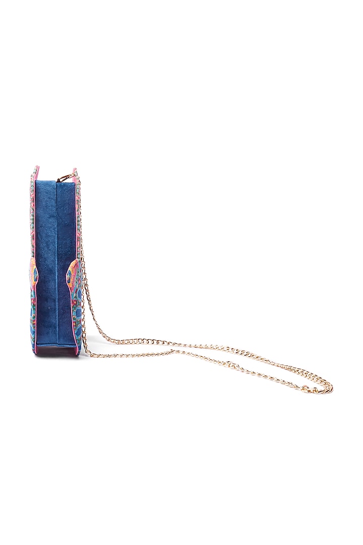 Pastel Blue Suede Velvet Hamsa Handbag by Siddhartha Bansal X Avocado at Pernia's Pop Up Shop