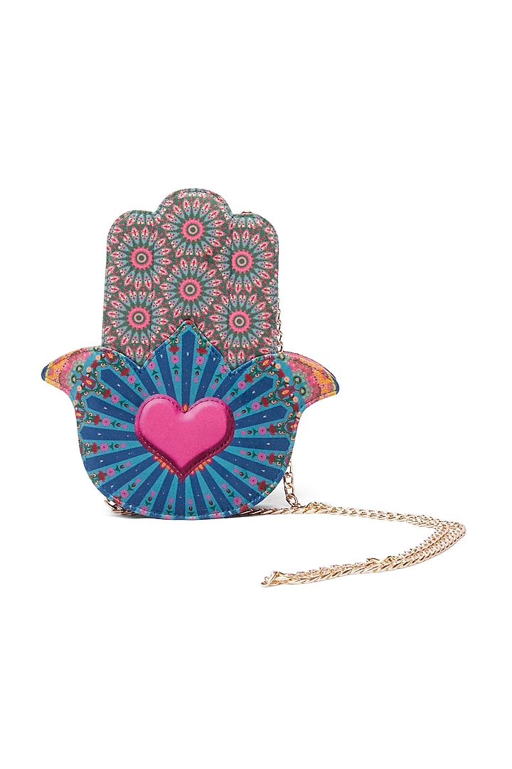 Pastel Blue Suede Velvet Hamsa Handbag by Siddhartha Bansal X Avocado at Pernia's Pop Up Shop