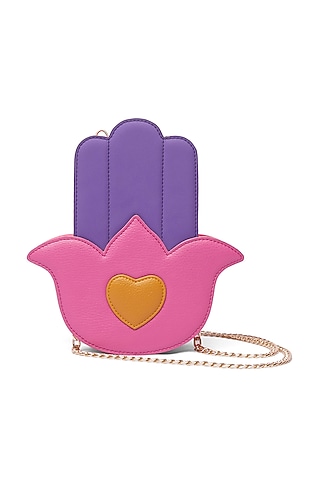 French Pink & Purple Hamsa Handbag by Siddhartha Bansal X Avocado