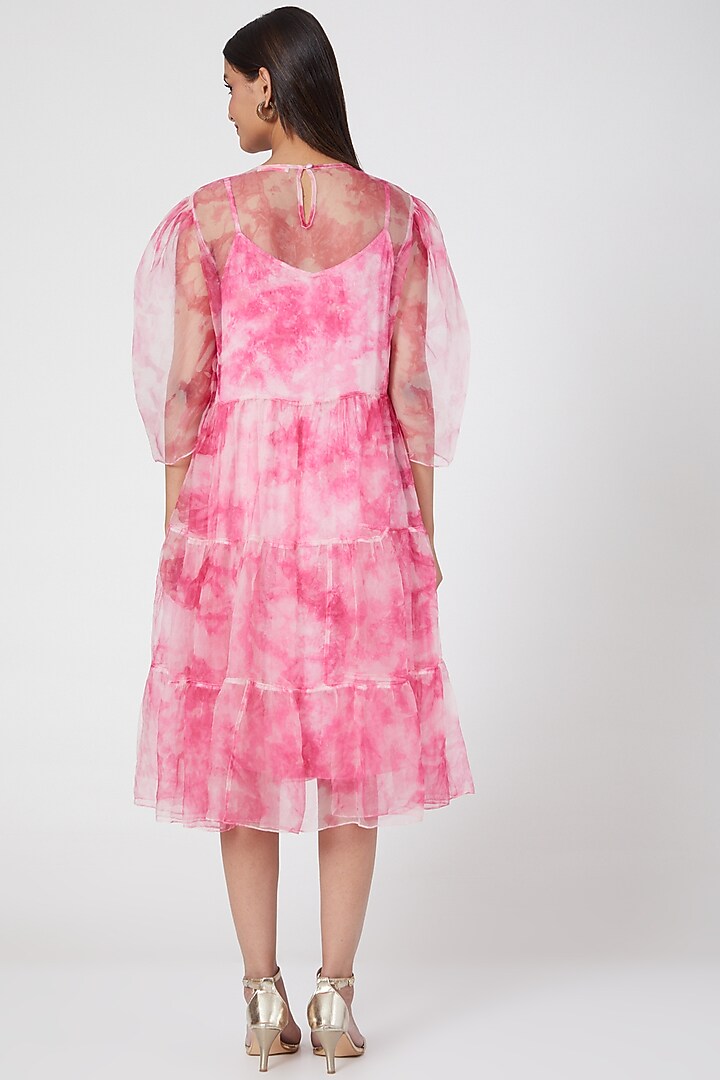 Pink Tie-Dye Printed Vacation Dress by SIDDHARTHA BANSAL at Pernia's Pop Up Shop