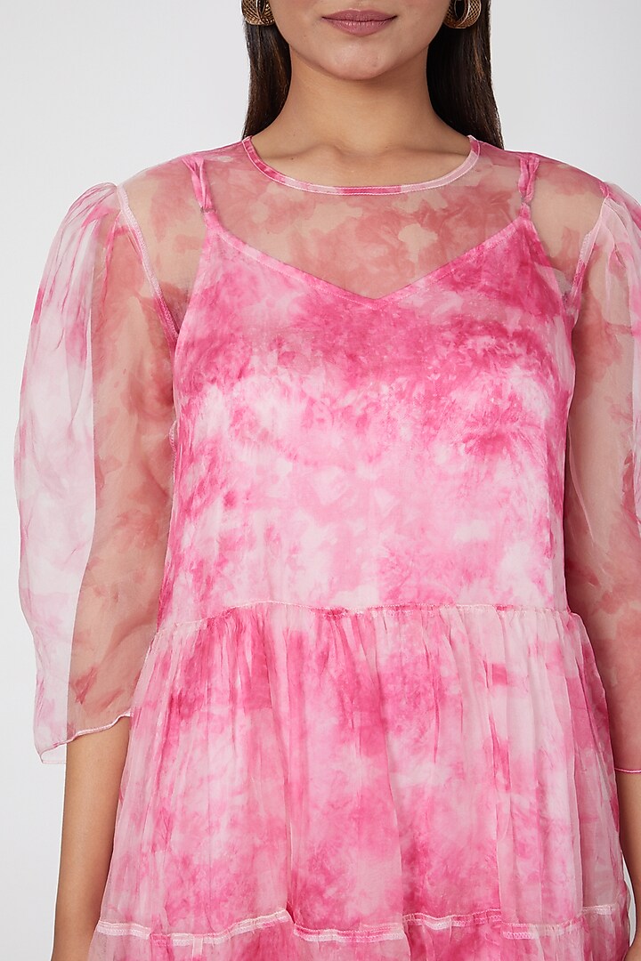 Pink Tie-Dye Printed Vacation Dress by SIDDHARTHA BANSAL at Pernia's Pop Up Shop