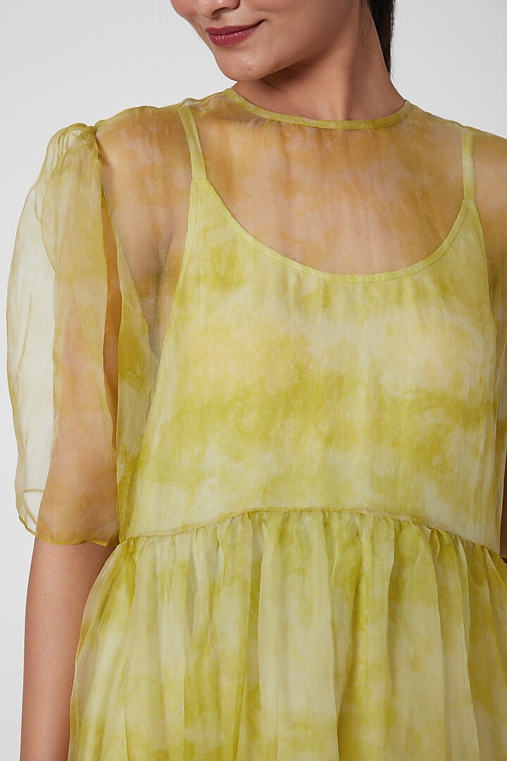 Lime Yellow Printed Vacation Dress by SIDDHARTHA BANSAL at Pernia's Pop Up Shop