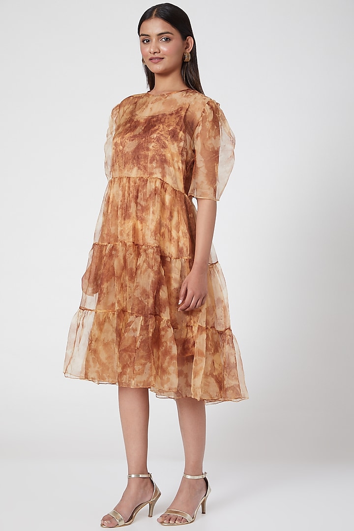 Brown Printed Dress by SIDDHARTHA BANSAL