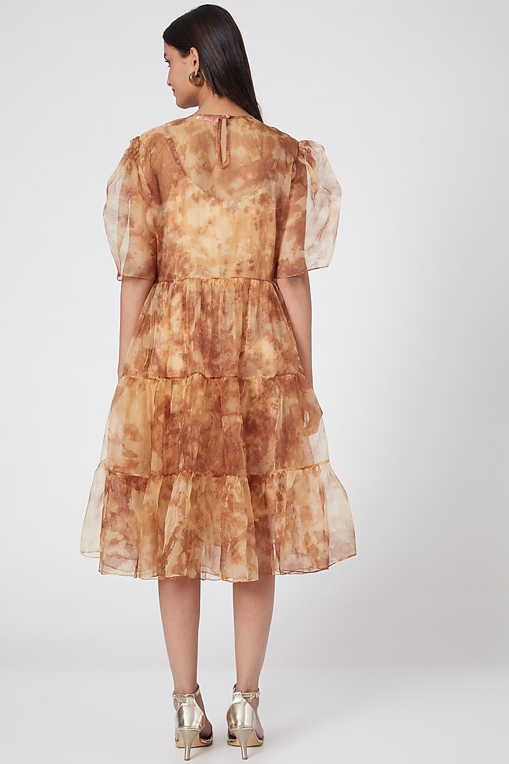 Brown Printed Vacation Dress by SIDDHARTHA BANSAL at Pernia's Pop Up Shop