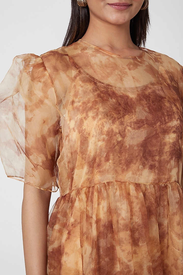 Brown Printed Vacation Dress by SIDDHARTHA BANSAL at Pernia's Pop Up Shop