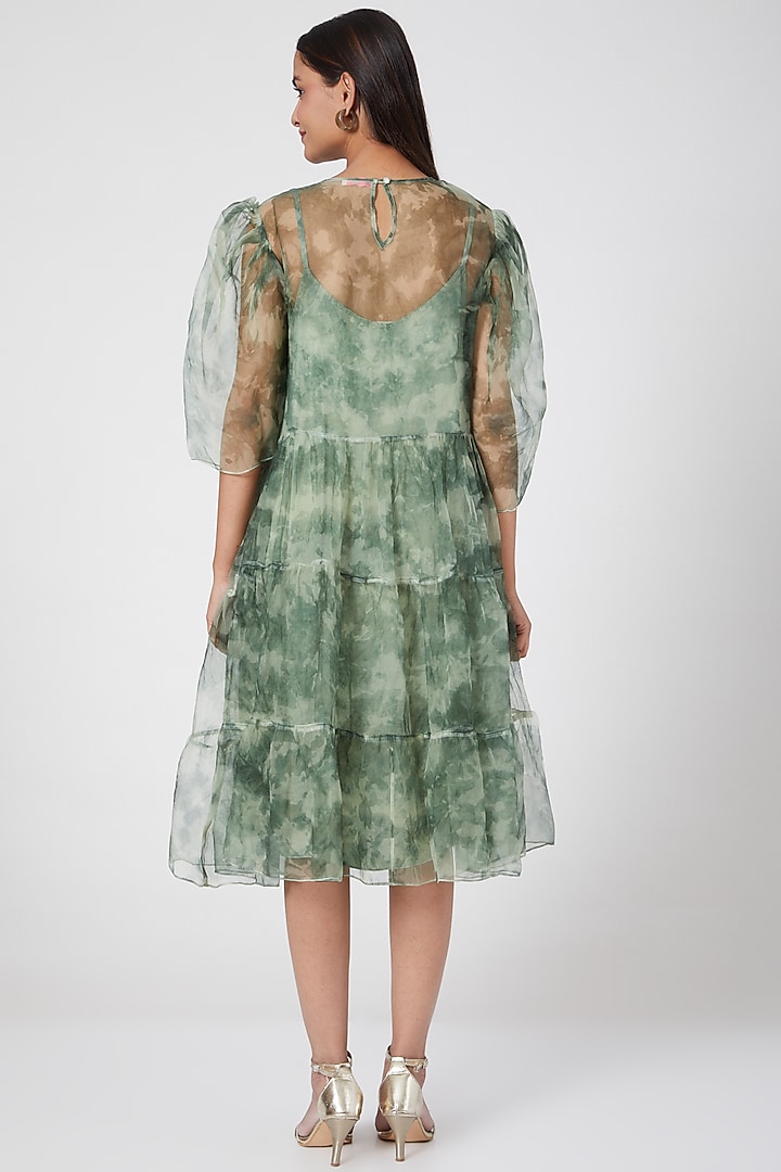 Green Printed Vacation Dress by SIDDHARTHA BANSAL at Pernia's Pop Up Shop