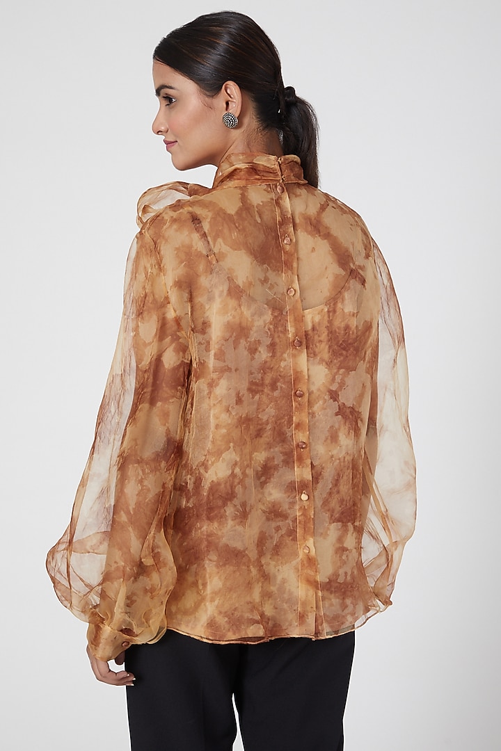 Brown Tie-Dye Printed Top by SIDDHARTHA BANSAL at Pernia's Pop Up Shop