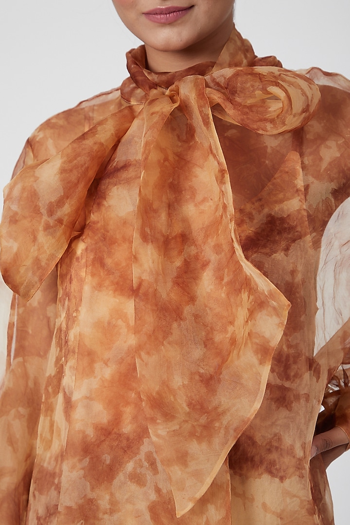 Brown Tie-Dye Printed Top by SIDDHARTHA BANSAL at Pernia's Pop Up Shop