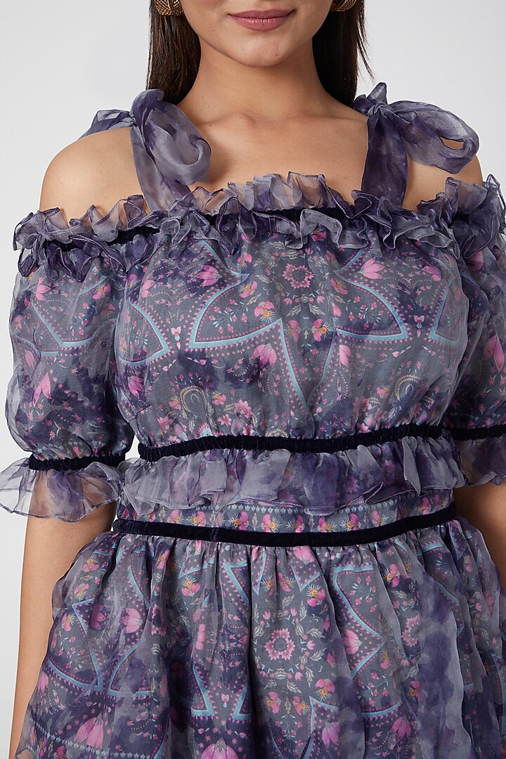 Grey Marble Printed Vacation Dress by SIDDHARTHA BANSAL at Pernia's Pop Up Shop
