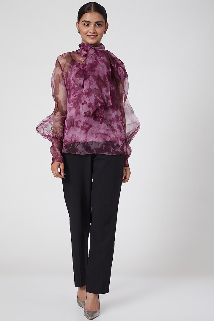 Burgundy Printed Top by SIDDHARTHA BANSAL at Pernia's Pop Up Shop