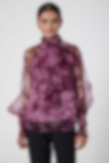 Burgundy Printed Top by SIDDHARTHA BANSAL at Pernia's Pop Up Shop